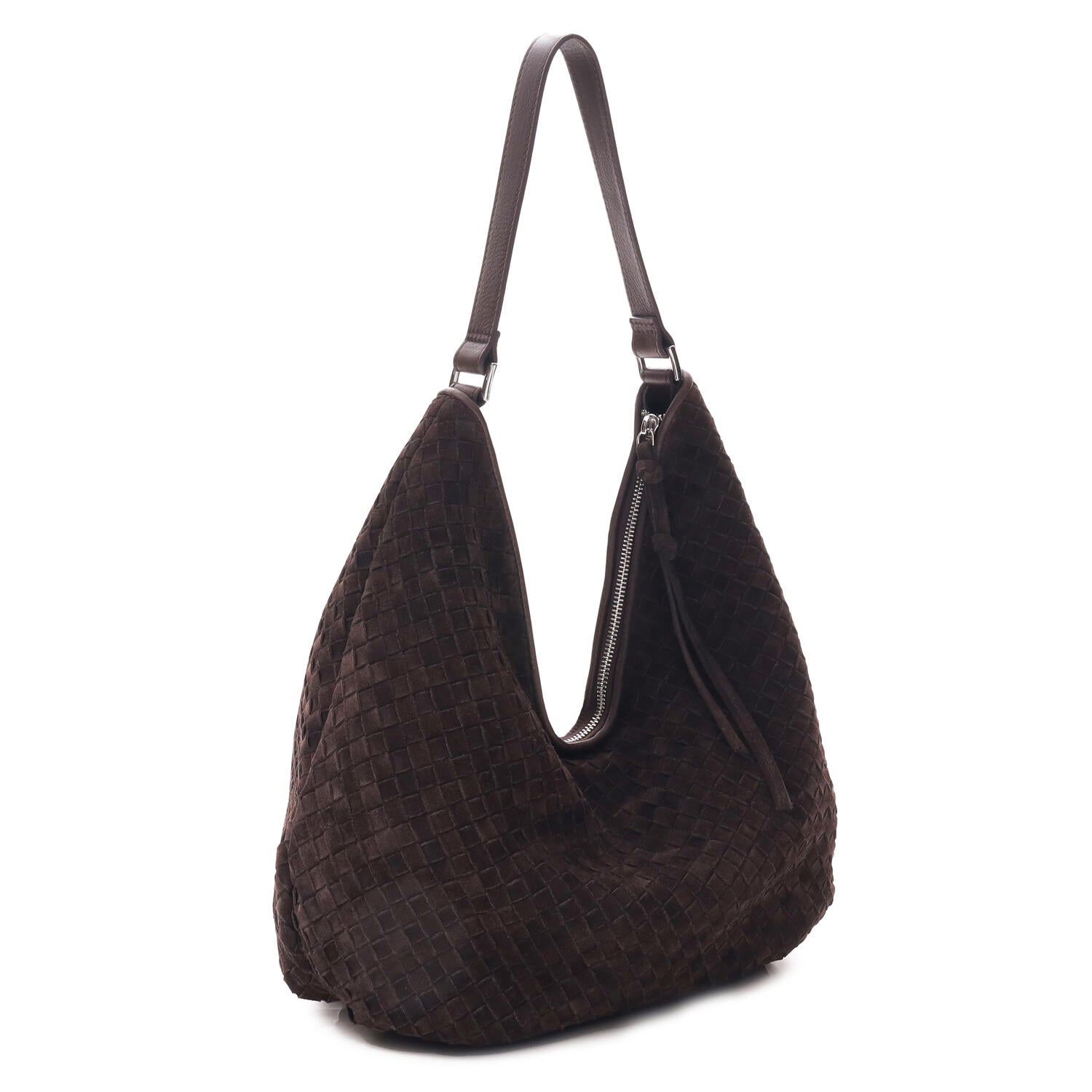 Rozzano Mindy Braided ruskind skuldertaske - Dark Brown